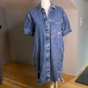 jean button up dress
